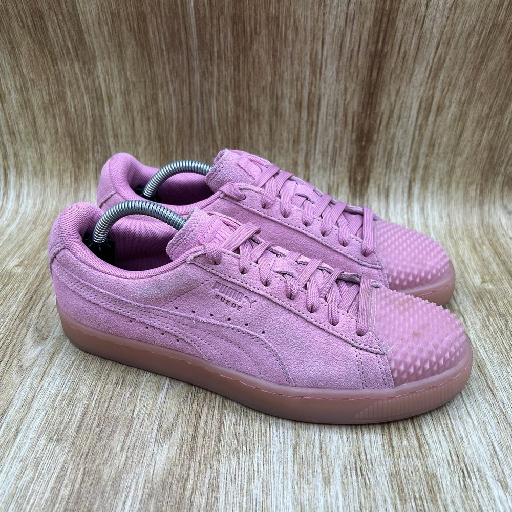 Puma Suede Jelly Sneakers Women's Size 7.5 Pink Textured Toe Gum Sole 365859-03